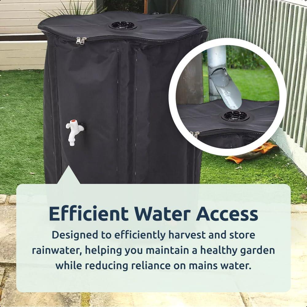 Large Collapsible 500L Rainwater Collector Barrel Black