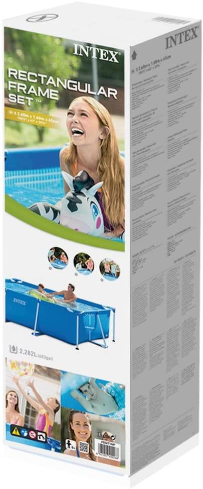 Intex 2.6m Metal Frame Rectangular Swimming Pool Outdoor