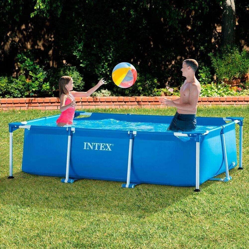 Intex 2.6m Metal Frame Rectangular Swimming Pool Outdoor